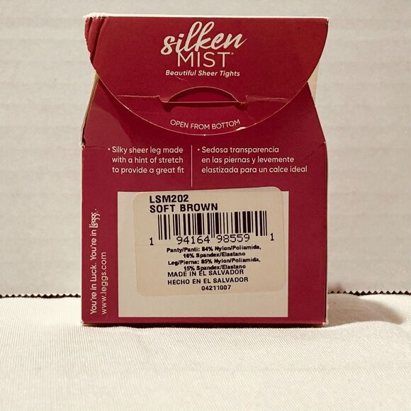 Leggs Silken Mist Control Top Pantyhose Silky Sheer Leg Soft Brown B Med 98559 - Picture 5 of 8
